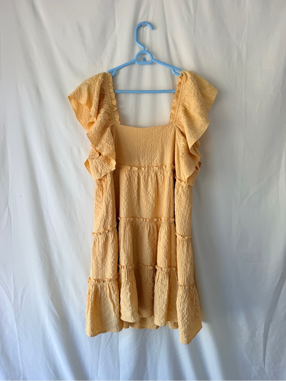 Doe & Rae Yellow Textured Ruffle Mini Dress - Picture 2 of 4